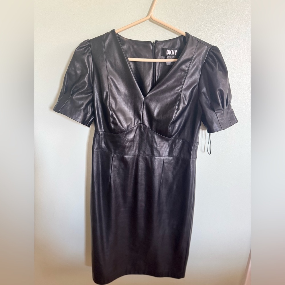 DKNY Black Puff Sleeve Sheath Dress